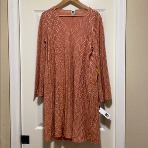M Missoni Pink Gold Trapeze Mini Dress L